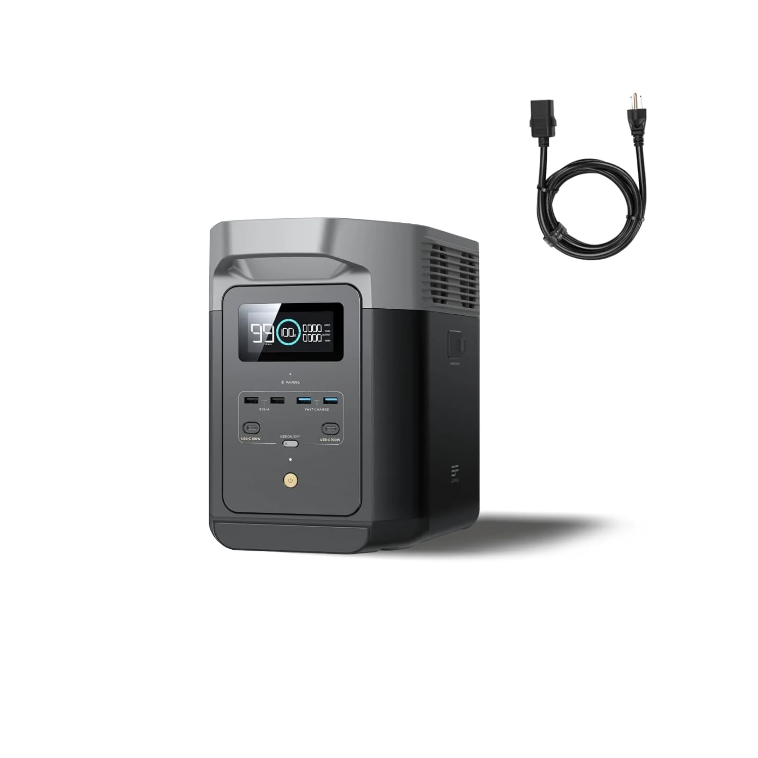 EF ECOFLOW Portable Power Station DELTA 3 Plus, 1024Wh LiFePO4 (LFP) Battery, 1800W AC/140W USB-C Output, Solar Generator (Solar Panel Optional) for Home Backup, Camping&RV