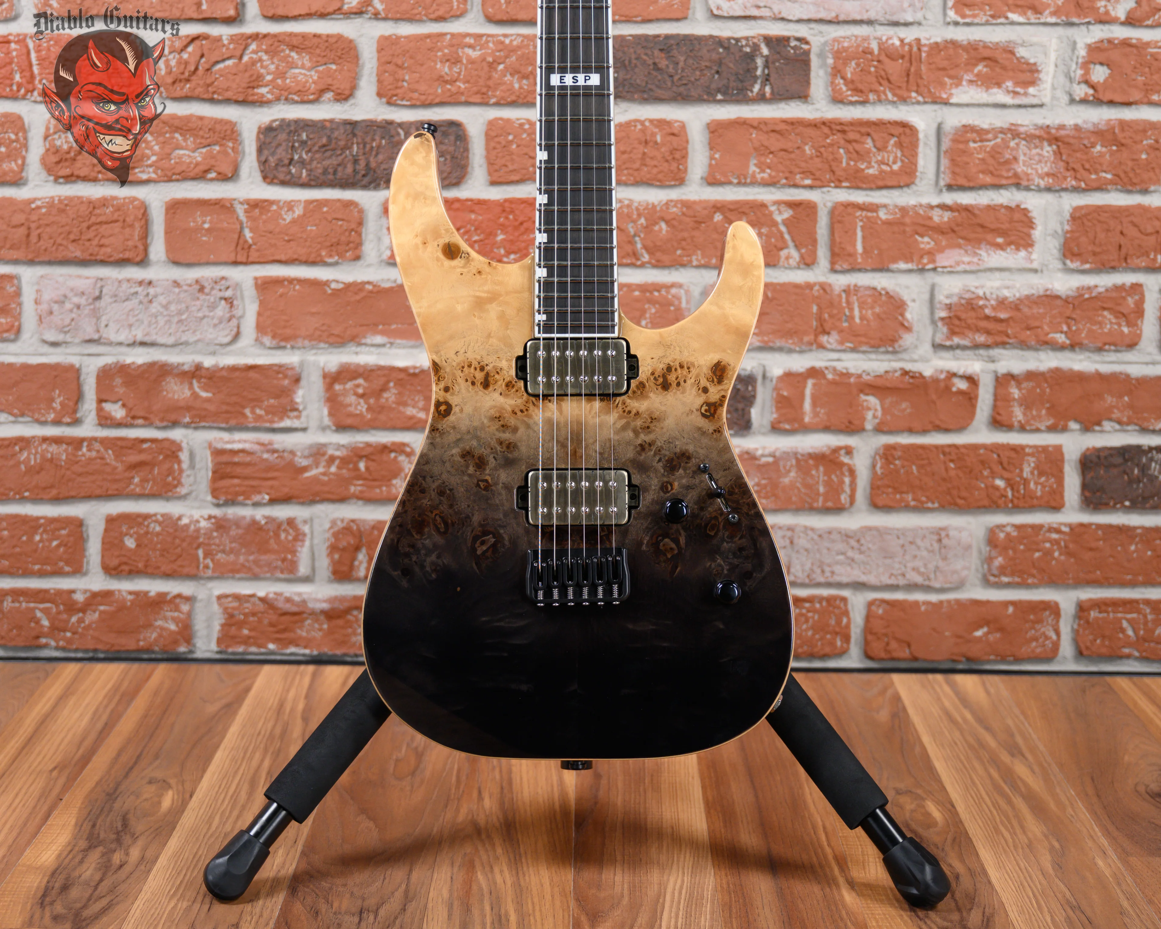 ESP E-II M-II NT Burled Maple Top Black Natural Fade 2021 w/OHSC