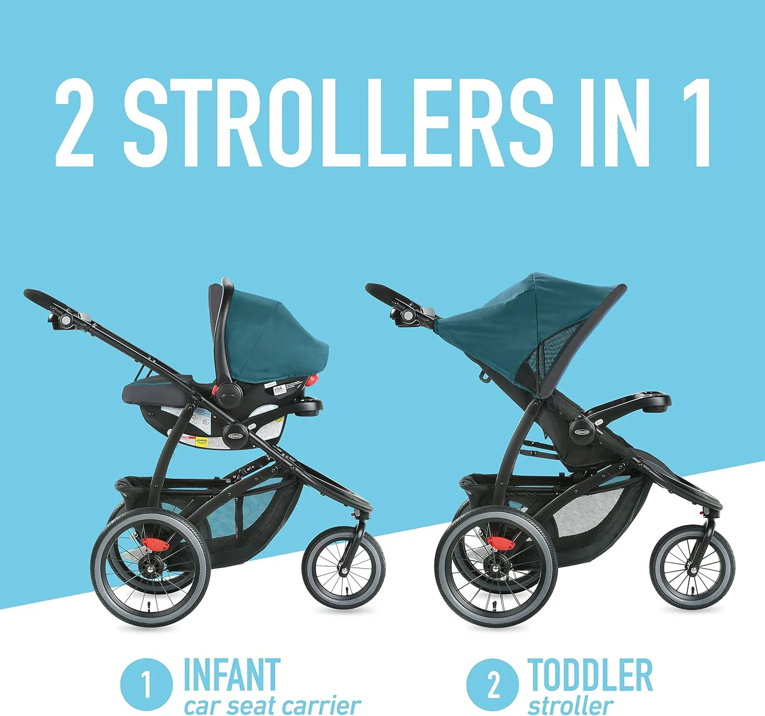 Graco FastAction Jogger LX Travel System, Compact Jogging Baby Stroller and Car Seat Combo with SnugRide SnugLock 35 Lite Infant Car Seat, Rear-Facing from 1.8-16 kg (4-35 lb), Mansfield