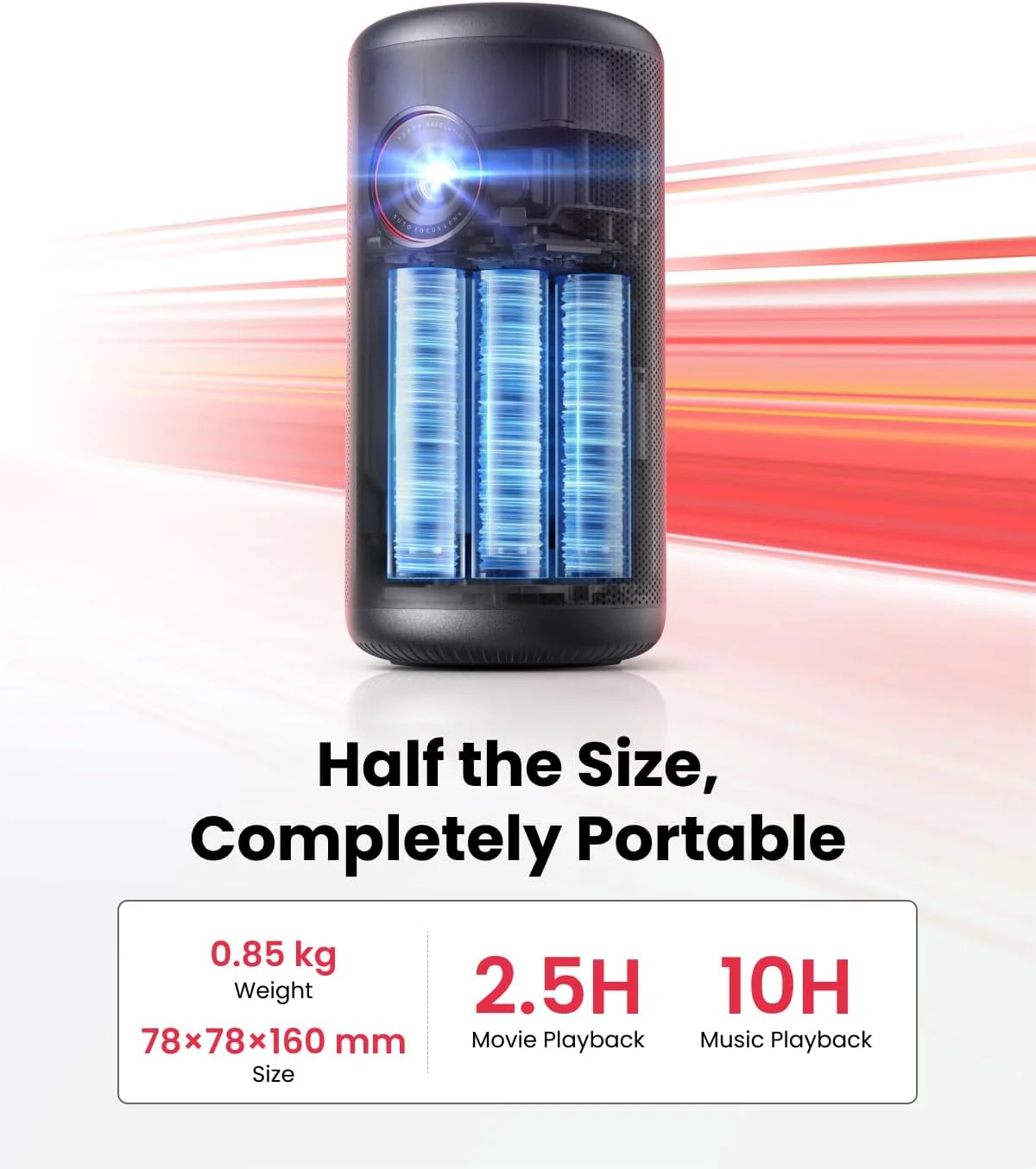 NEBULA Capsule 3 GTV Outdoor Projector, Netflix Officially Licensed, 1080P Smart Mini Projector with Wi-Fi, 2.5 hrs Battery, 120-Inch Display, Dolby Digital, Ultra Portable for Any Space