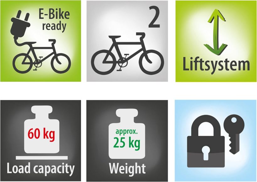 EUFAB 11535 BIKE LIFT bicycle rack, suitable for e-bikes