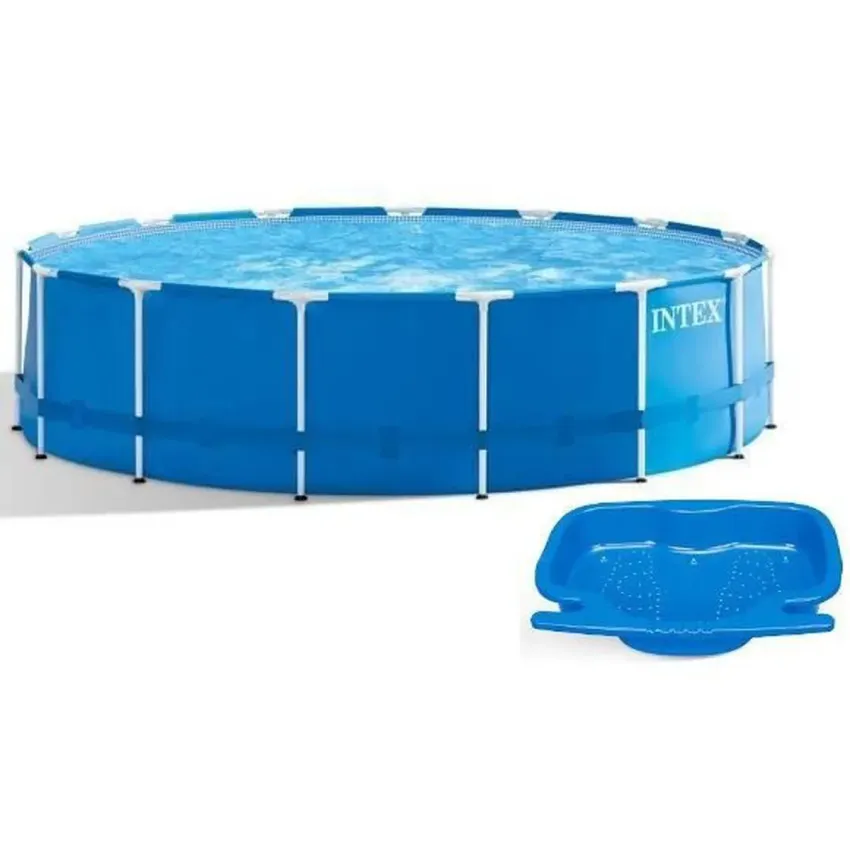 Kit piscine metal frame ronde tubulaire (ø)4,57 x (h)1,22m et pédiluve
