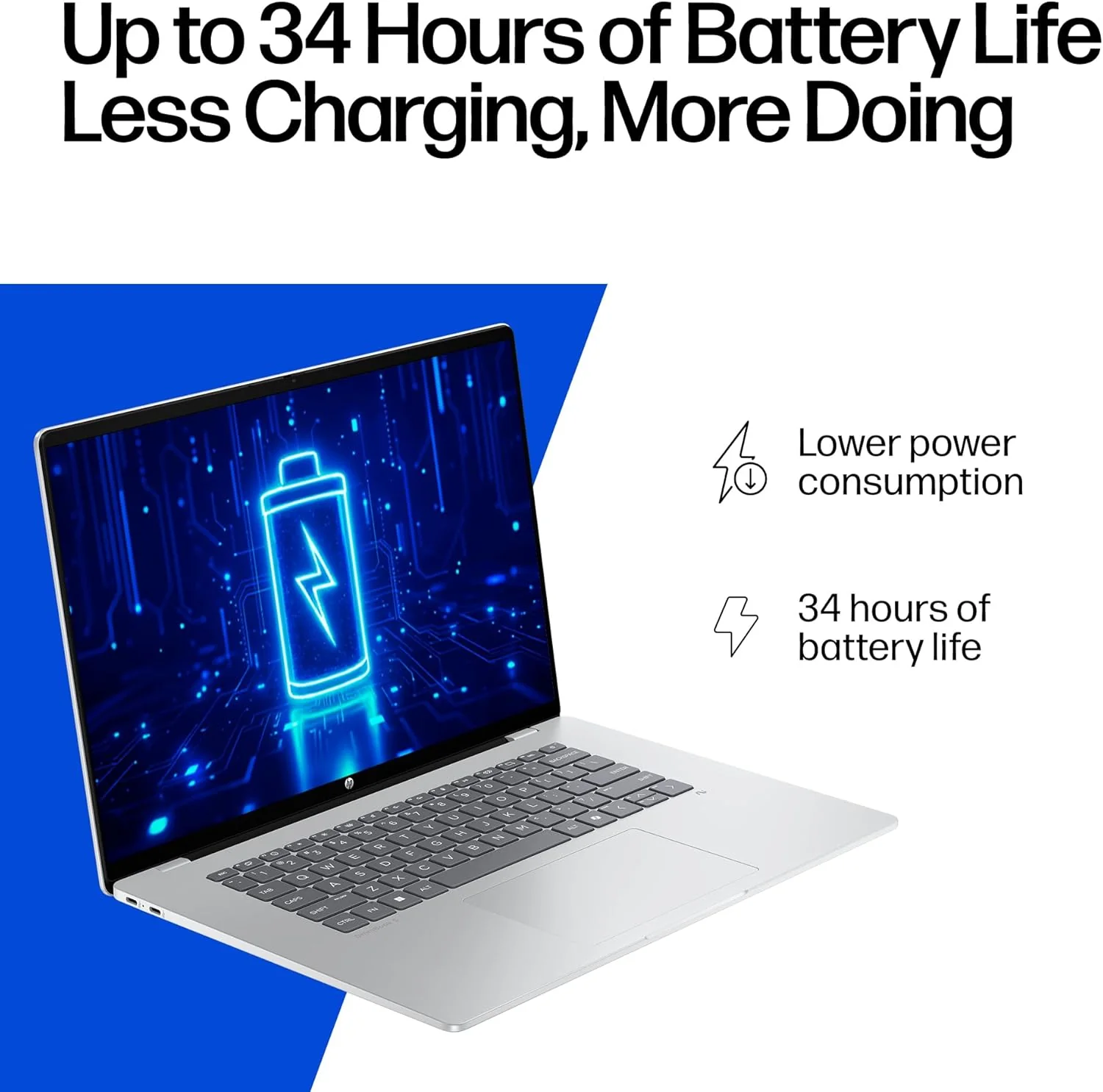 HP OmniBook 5 16 inch Next Gen AI PC, 2K Touchscreen, Snapdragon X Plus X1P-42-100, 16 GB RAM, 512 GB SSD, Qualcomm Adreno GPU, Windows 11 Home, Copilot+ PC, Glacier Silver, 16-fb0000nr