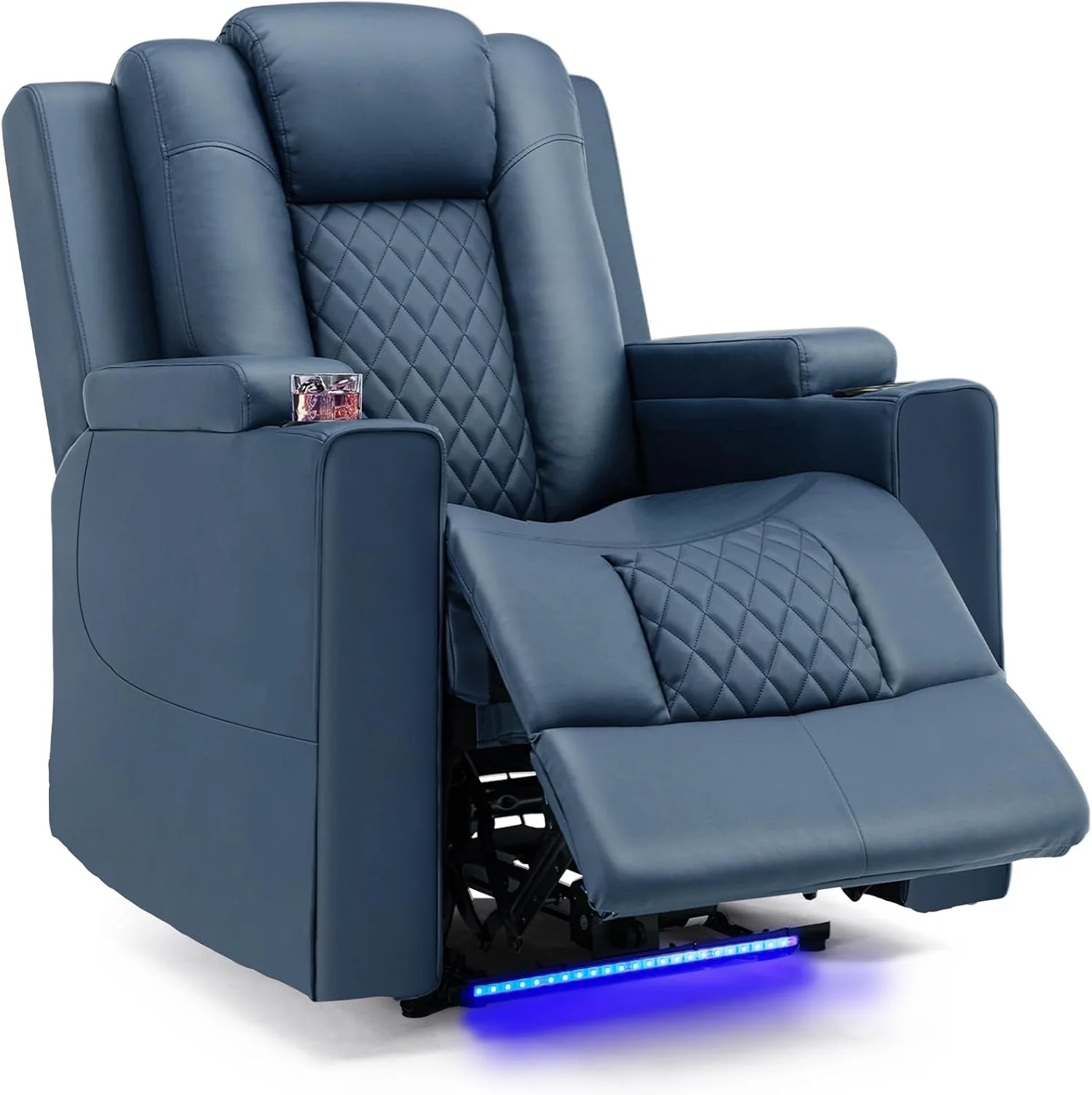 COMHOMA TV armchair, recliner with recliner, recliner with LED and recliner, adjustable 150-kilogram electric TV armchair, with massage function for living room, bedroom, home theater, black