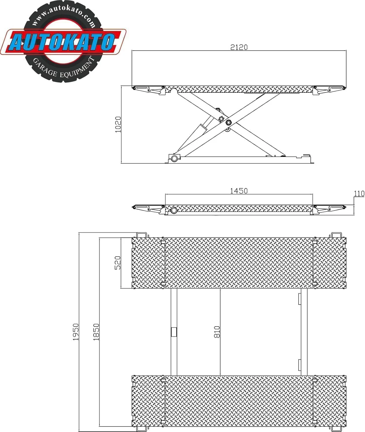 KATOOL 8000lbs Mid Rise Lift Scissor Lift Mid-Rise Electric Release Auto Lift 220V/1PH (X85 220V)