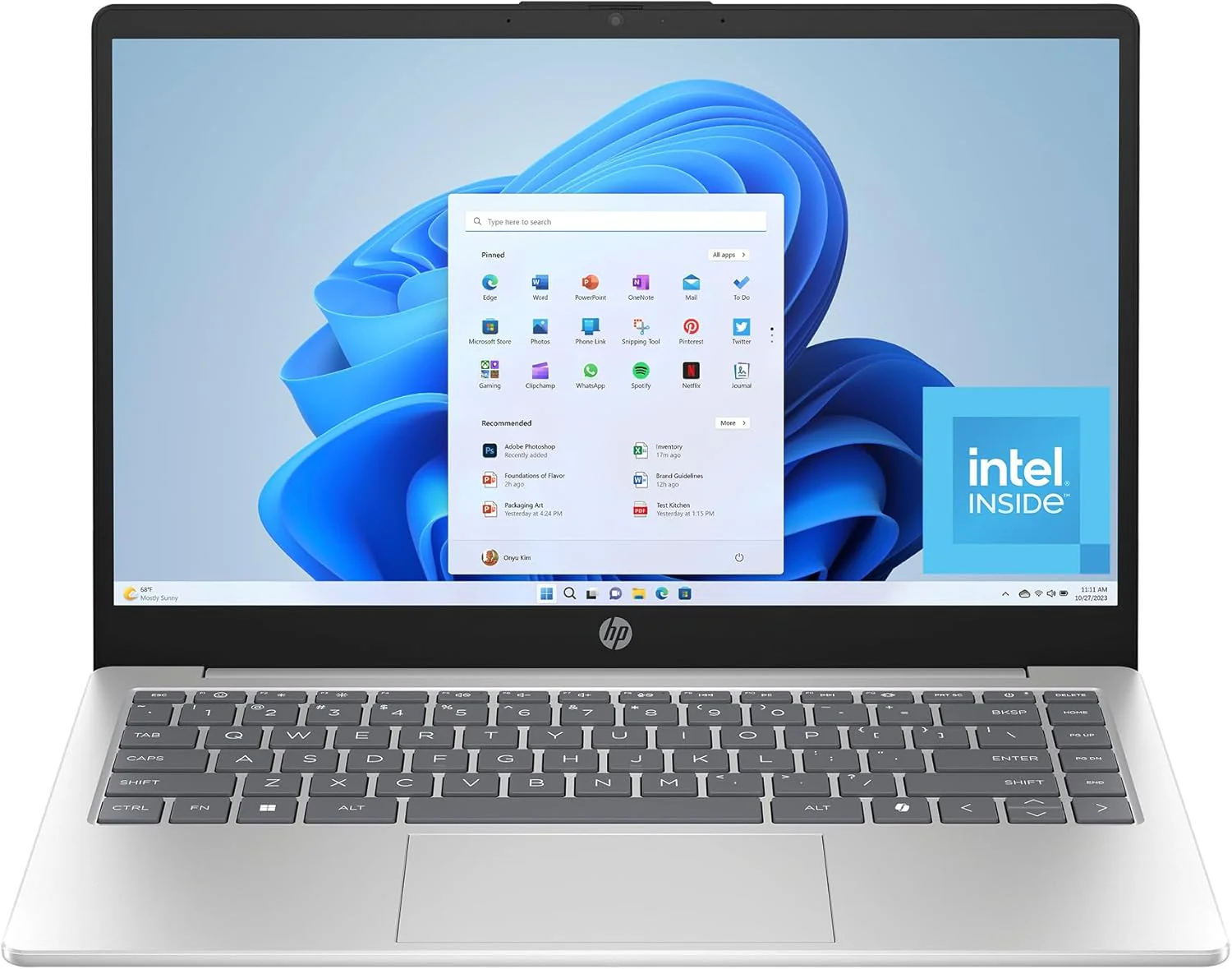 HP 14 inch Laptop, HD Display, Intel Processor N200, 4 GB RAM, 128 GB UFS, Intel UHD Graphics, Windows 11 Home in S Mode, Natural Silver, 14-ep0500nr