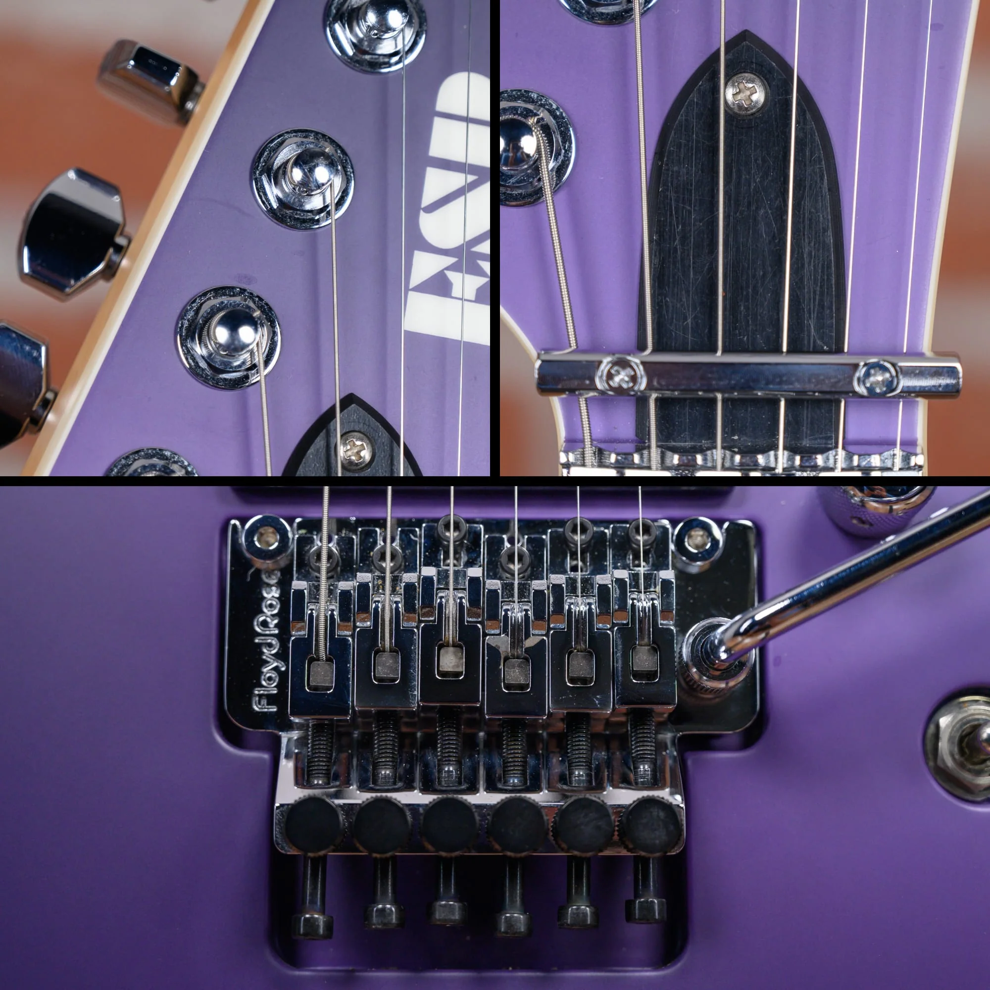 ESP Custom Shop Alexi Laiho Signature Purple Fade Satin w/ Ripped Pinstripes 2022 w/OHSC