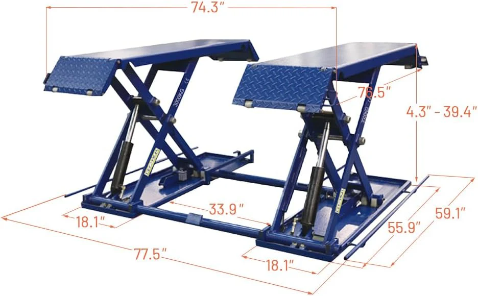 Professional Portable Car Lift - 6600lbs Scissor Lift w/Electric Lock Release, 110V/2.2KW Mid-Rise Lift for Home Garage, Auto Shop (6600LBS)
