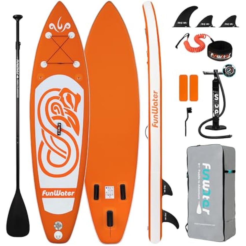 FunWater Inflatable Stand Up Paddle Board with Premium SUP Paddleboard Accessories, Wide Stable Anti-Slip EVA Deck, Paddle Boards for Adults & Youth of All Skill Levels