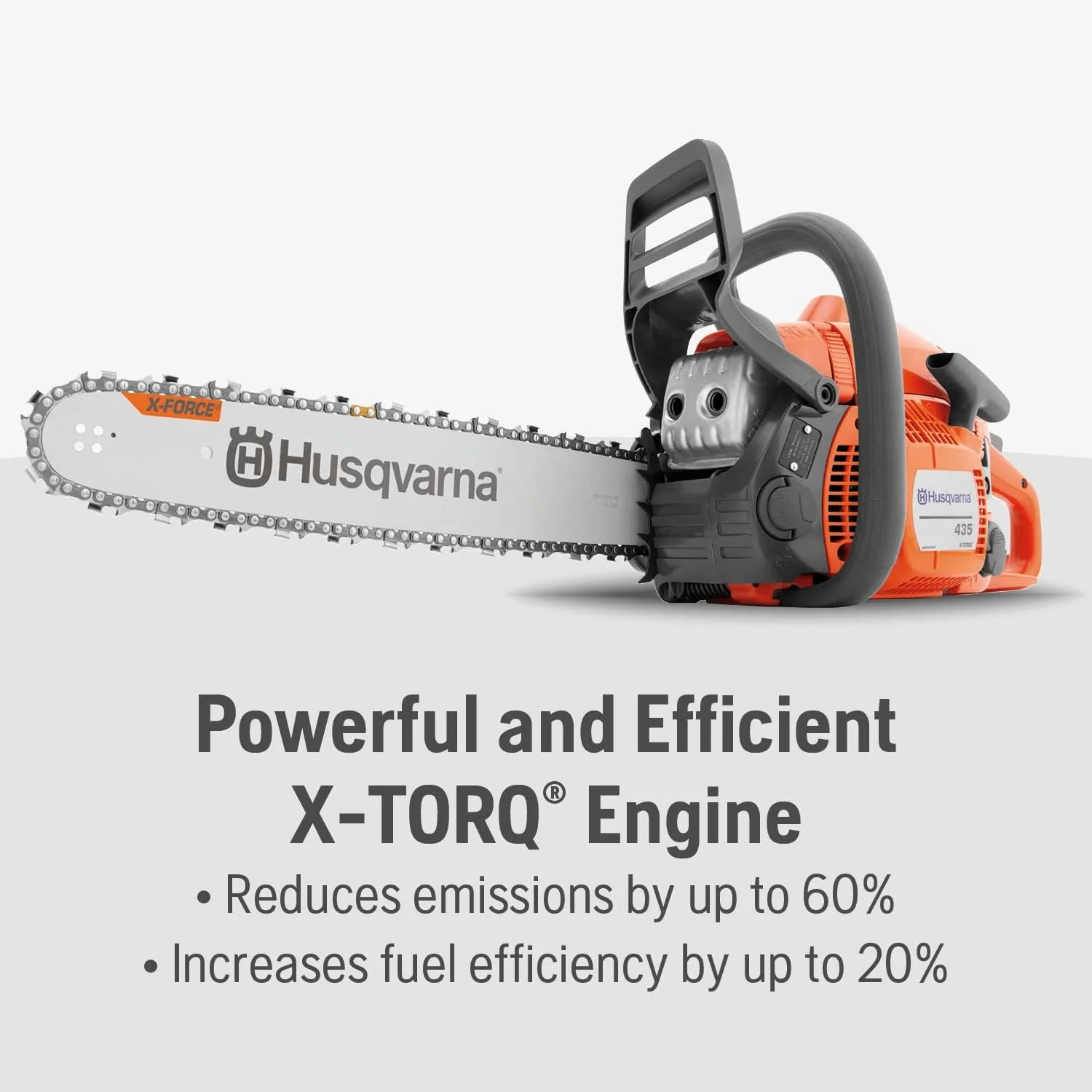 Husqvarna 435 Gas Chainsaw, 40-cc 2.2-HP, 2-Cycle X-Torq Engine, 16 Inch Chainsaw with Smart Start, For Wood Cutting and Tree Trimming