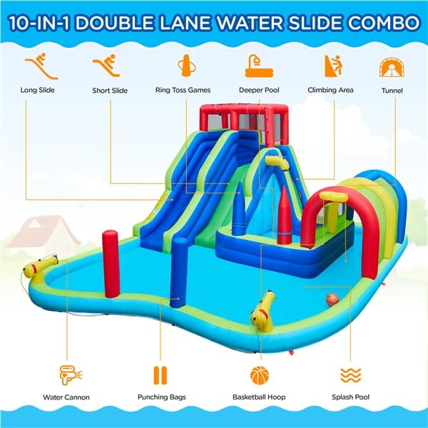 Yaheetech Double Lane Water Slide Combo
