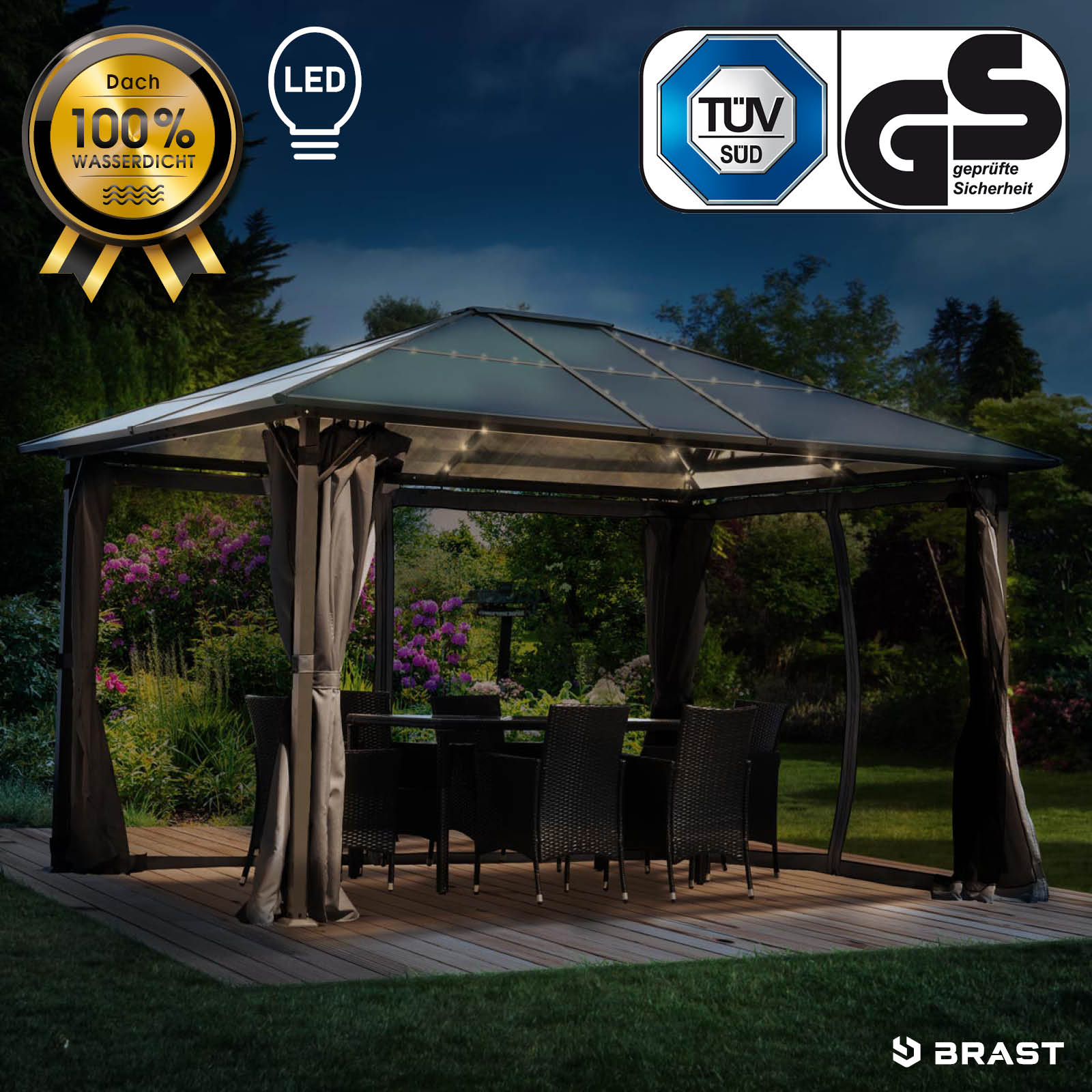 BRAST Alu-Pavillon SUMMERDREAM 3x4m beige inkl. LEDs