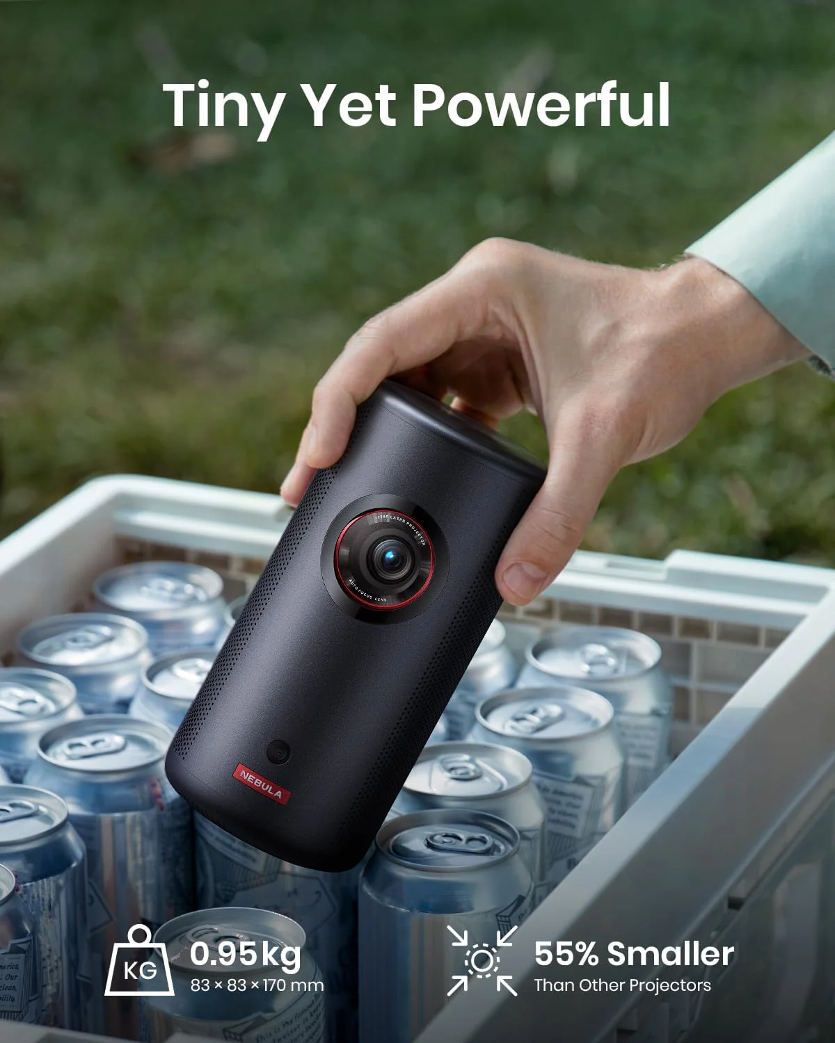 Nebula Anker Capsule 3 Laser 1080p, Smart, Wi-Fi, Mini Projector, Black, Portable Projector, Dolby Digital, Laser Projector, Autofocus, 120-Inch Picture, Built-in Battery, 2.5 Hours of Playtime