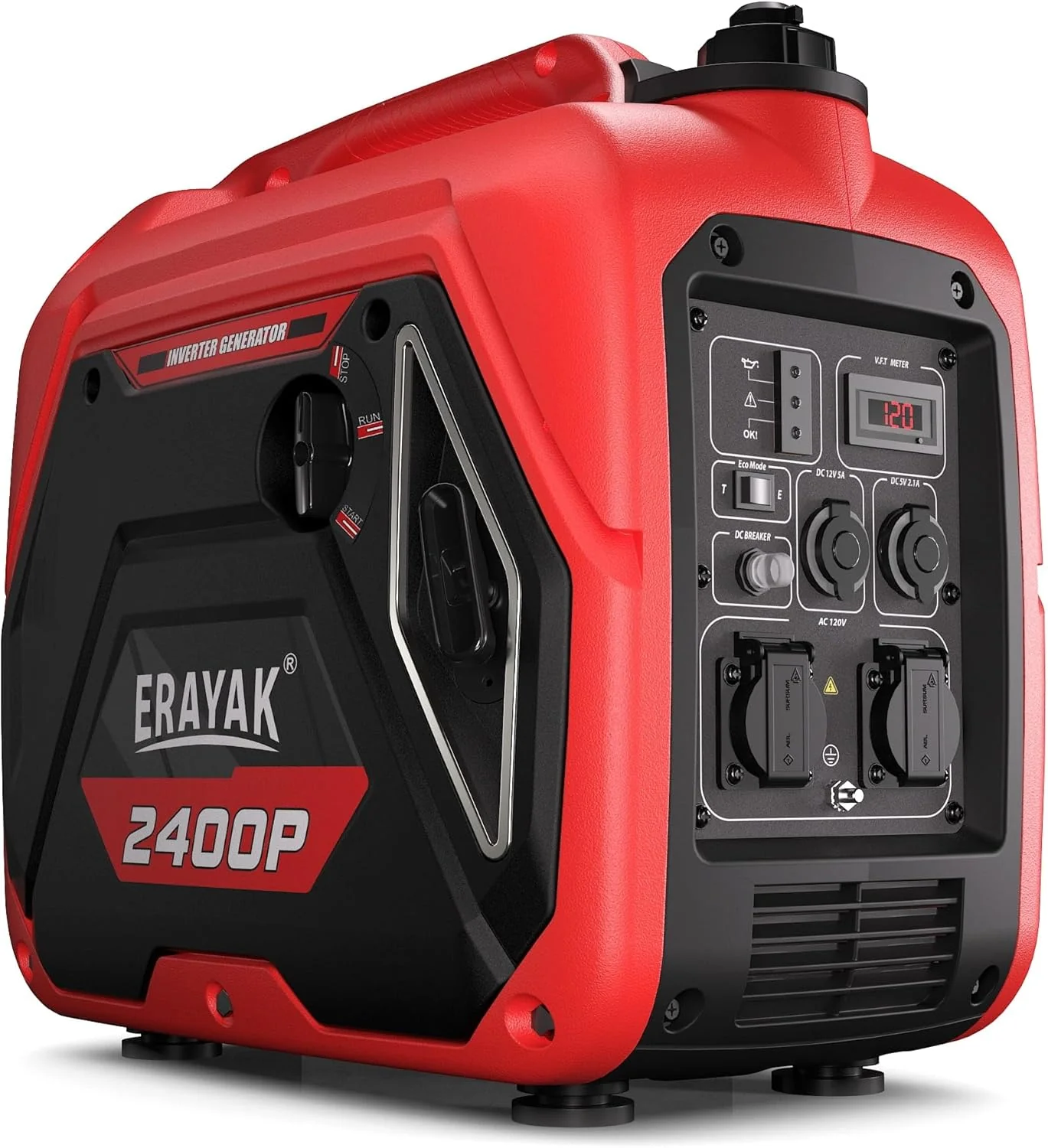 ERAYAK 2400W Portable Inverter Generator for Home Use, Super Quiet Small Generator for Camping Outdoor Emergency Power Backup, Gas Powered Engine, EPA, ECO Mode