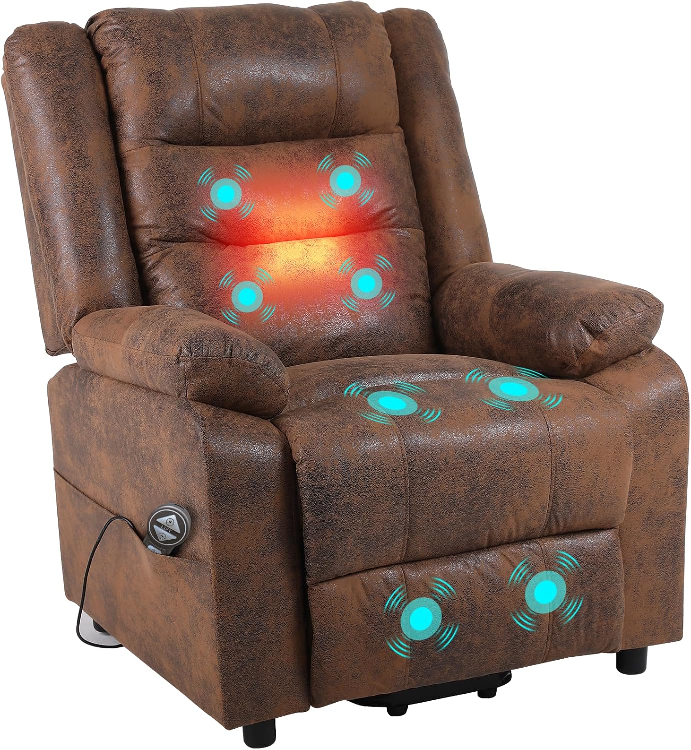 Electric TV chair with standing assistance, massage chair with heating function, adjustable remote control with lying function, sleep function and foot, weighing 220 kilograms, brown suede