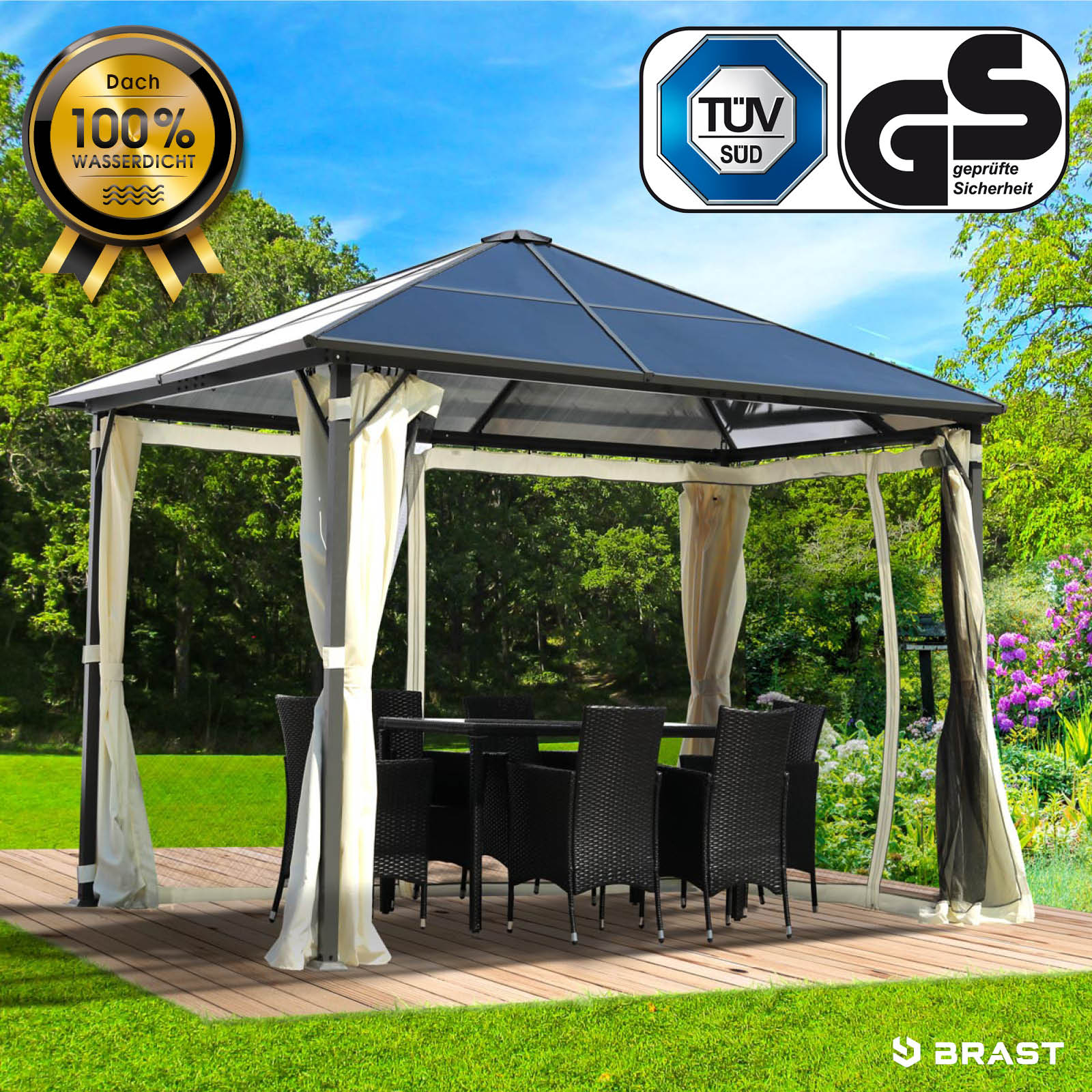 BRAST Alu Gartenpavillon SUMMERDREAM 3x3m beige