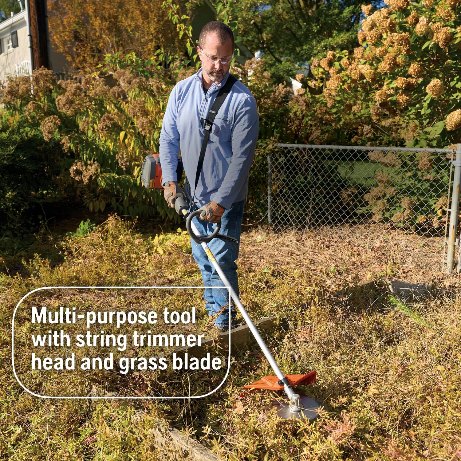 Husqvarna 122RJ Brushcutter, Multi-Purpose Gas Brush Cutter Tool with String Trimmer Head and Grass Blade, Includes Adjustable Harness for Additional Support, 970732503