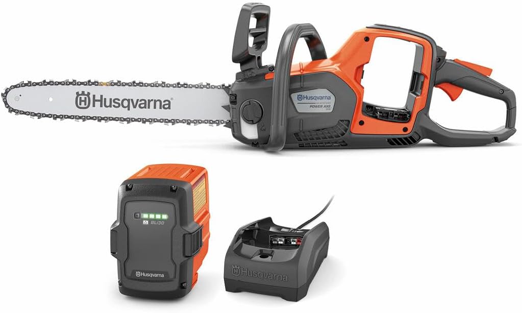 Husqvarna Power Axe 350i Cordless Electric Chainsaw, 18 Inch Chainsaw with Brushless Motor and Quiet Superior Cutting Power, 40V Lithium-Ion 7.5 Ah Battery and Charger Included. 970601202