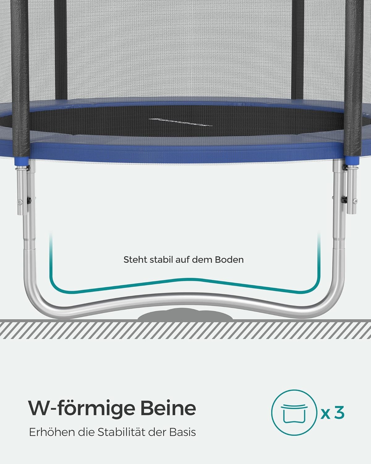 SONGMICS Outdoor Trampoline Ø 244cm, Round Garden Trampoline with Safety Net, Ladder and Padded Poles