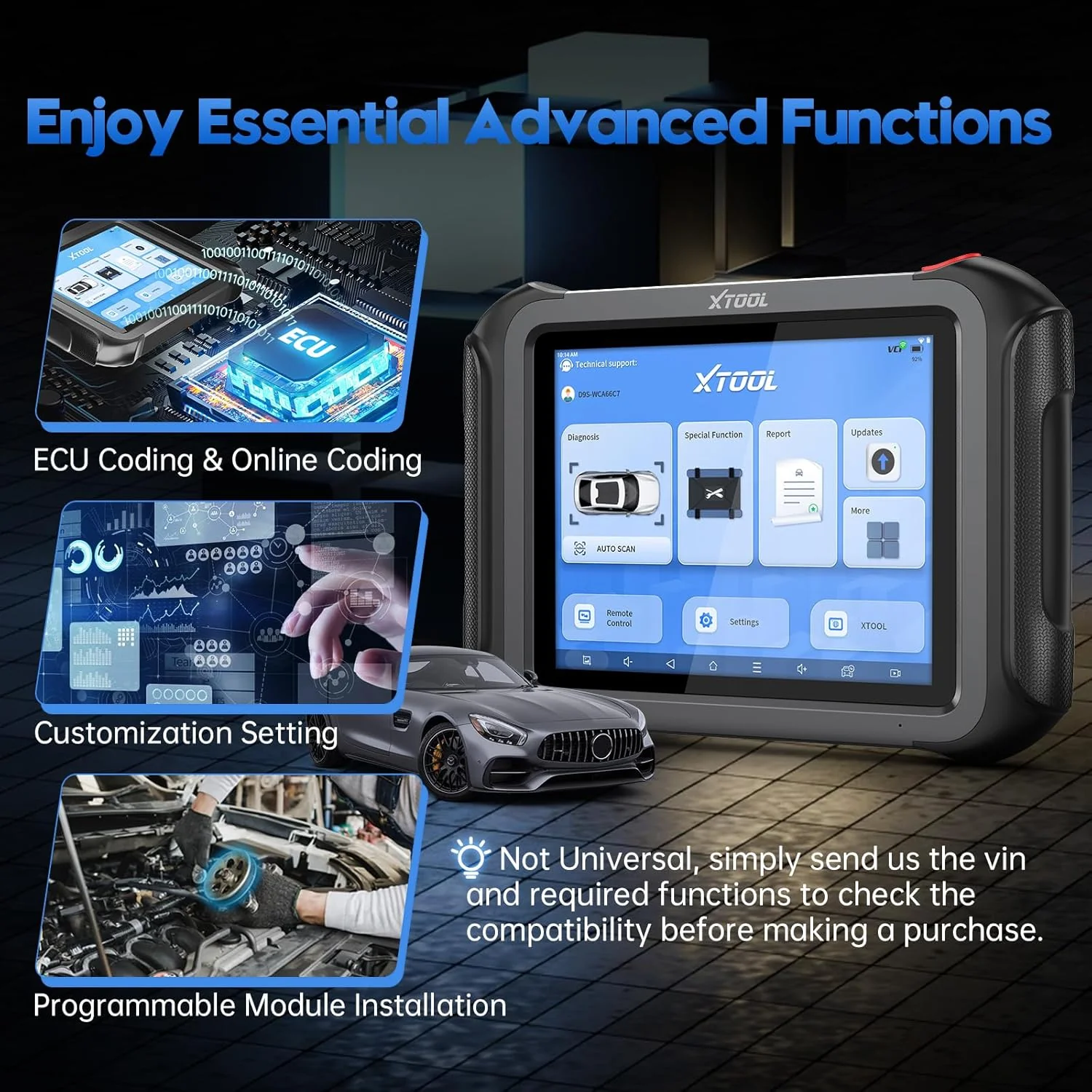 XTOOL D9S Automotive Diagnostic Tool, Wireless OBD2 Scanner with ECU C0ding, Topology, Bidirectional Scan Tool 2.0 with FCA, 45+ Resets, Full System, PMI, CAN FD/DoIP, 3-Yr Update