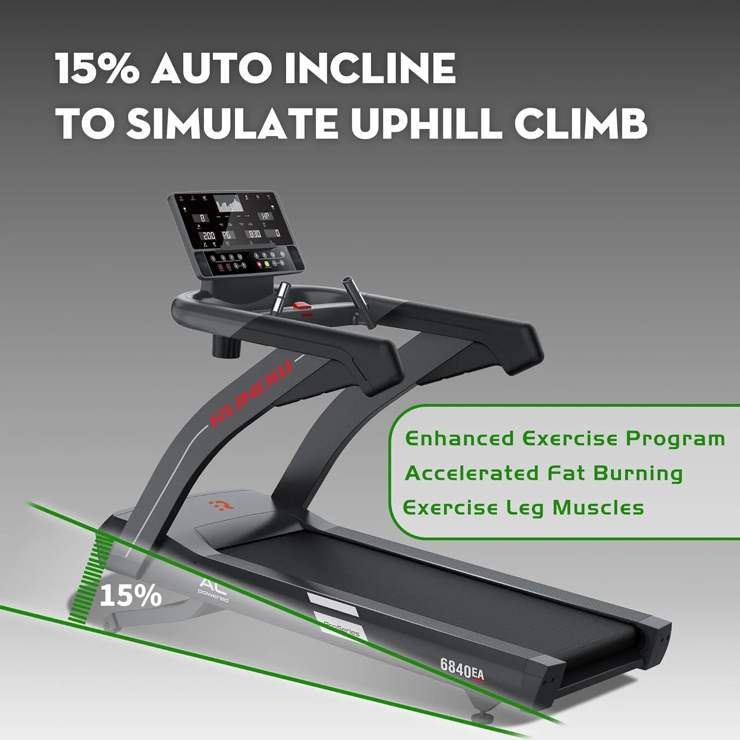 RUNOW Treadmills for Home and Gym 4.0HP Incline Treadmill with 15% Auto Incline, Folding Treadmill with 450 LBS Weight Capacity for Walking and Running