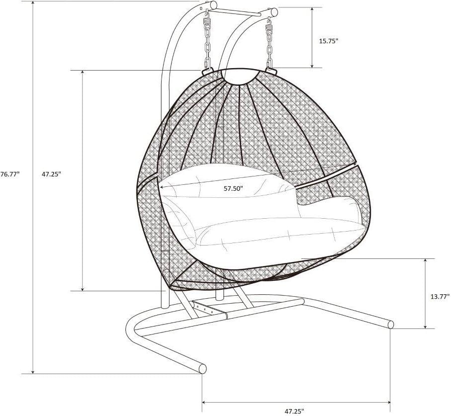 2-Person Wicker Hanging Swing Chair