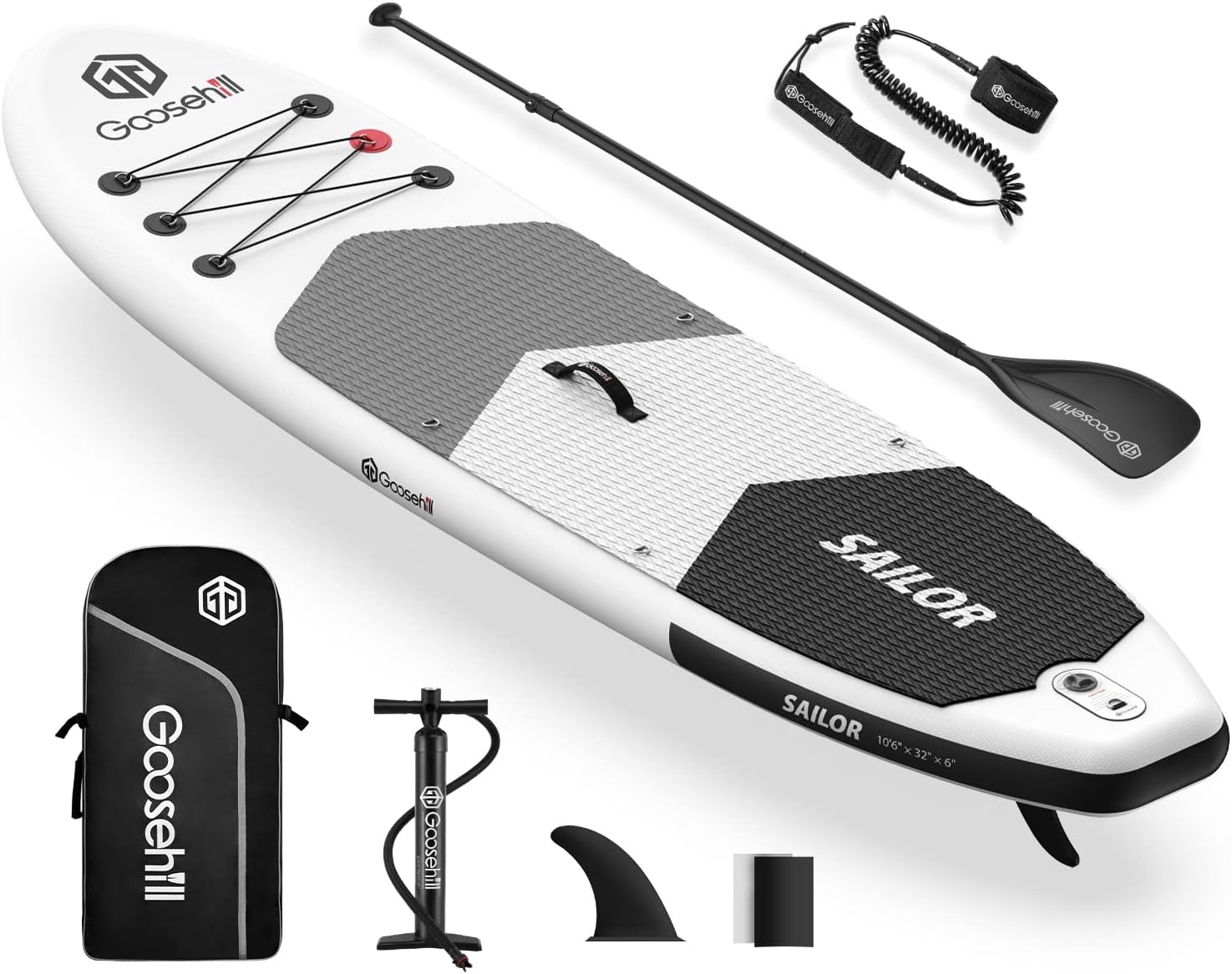 Goosehill Inflatable Stand Up Paddle Board, Premium SUP Package, 10' Long 32