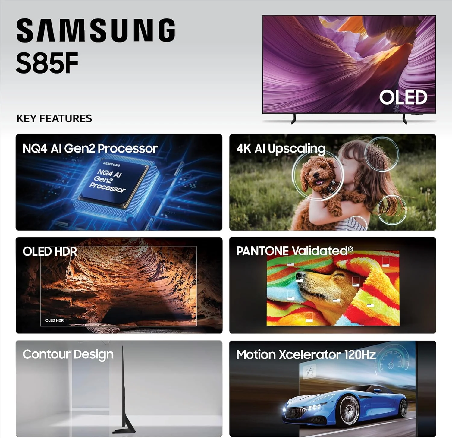 Samsung 83-Inch Class OLED S85F 4K Smart TV (2025 Model) NQ4 AI Gen2 Processor, 4K AI Upscaling, OLED HDR, Pantone Validated, Samsung Vision AI, Alexa Built-in