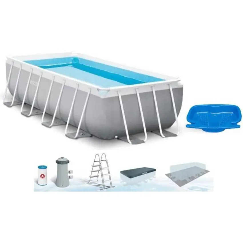 Kit piscine prism frame rect tubulaire (l)4,88 x (l)2,44 x (h)1,07m et chauffage solaire