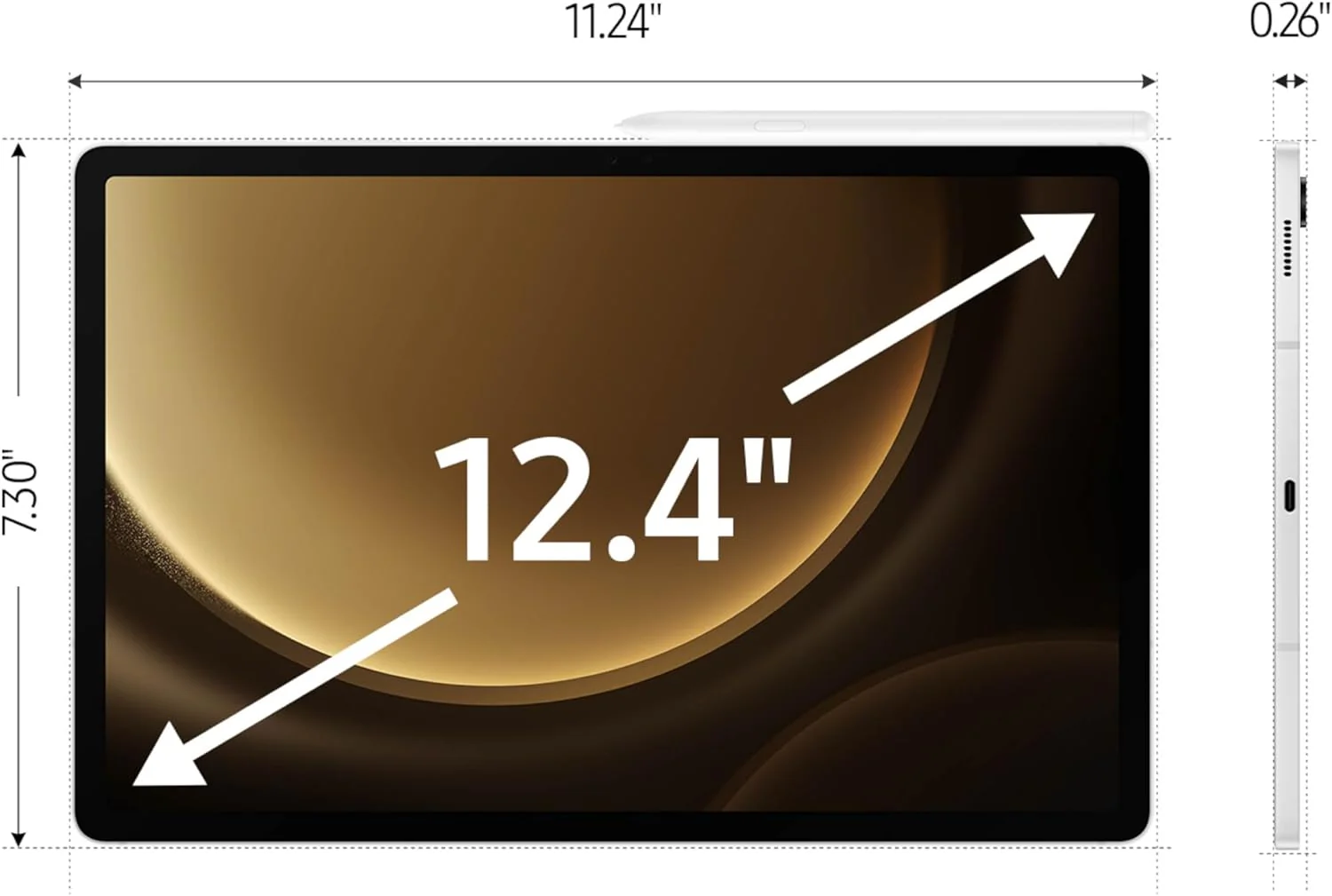 Samsung Galaxy Tab S9 FE+ Plus 12.4” 256GB Android Tablet, Long Battery Life, Powerful Processor, S Pen, 8MP Camera, Lightweight Durable Design, Expandable Storage,2023, Silver