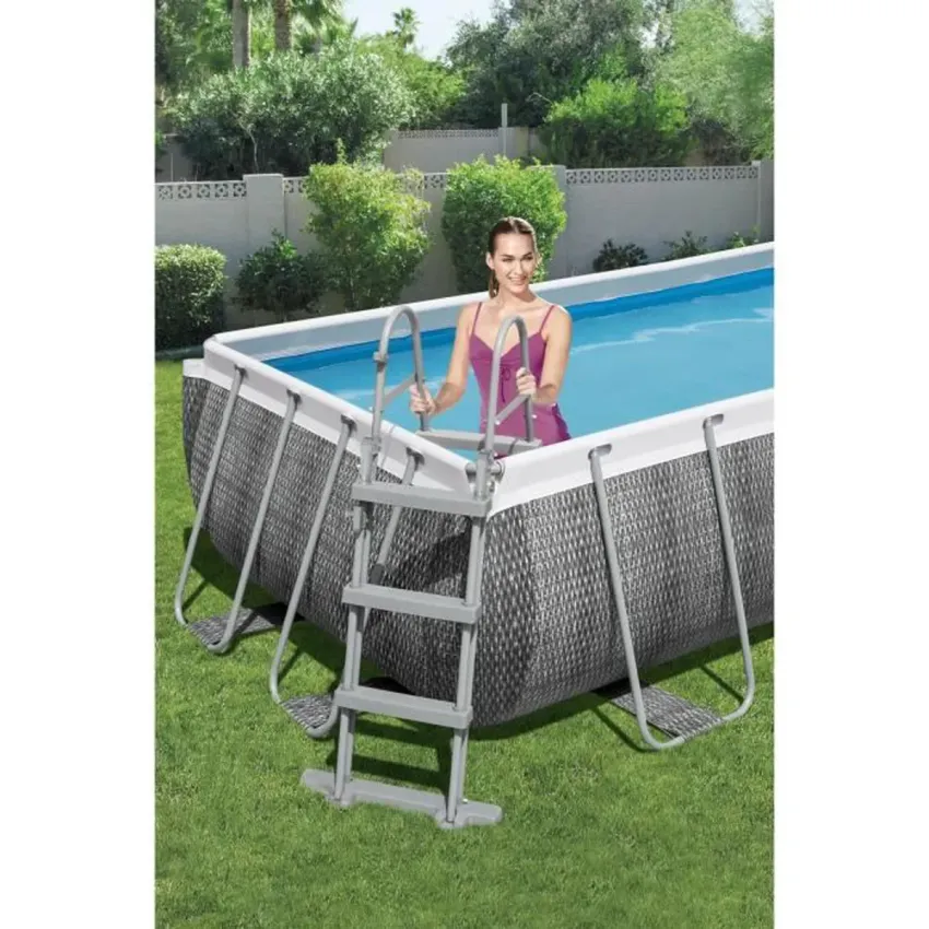 Kit Piscine hors sol tubulaire BESTWAY Power Steel 404 x 201 x 100 cm - Rectangulaire (Avec filtre &agrave; cartouche, &eacute;chelle)