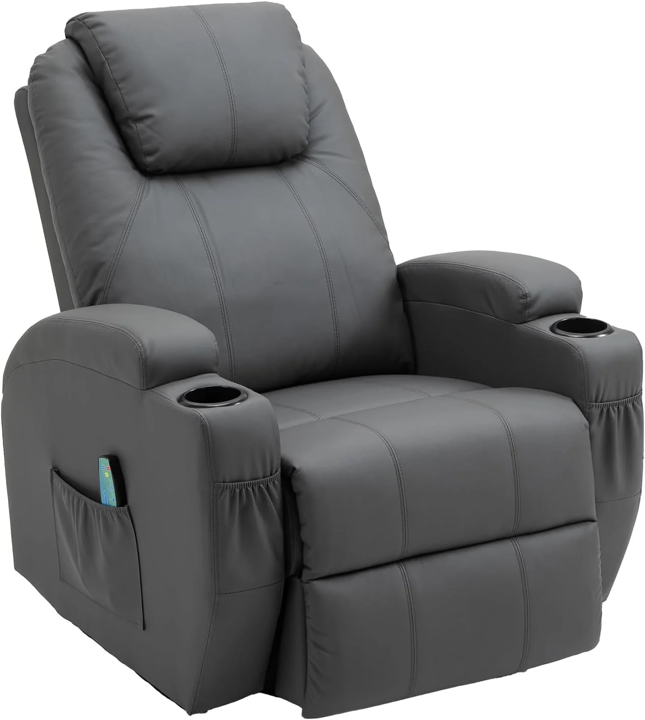 TV armchair, relaxation armchair, massage armchair, heating and vibration, remote control 360° rotation lever, black