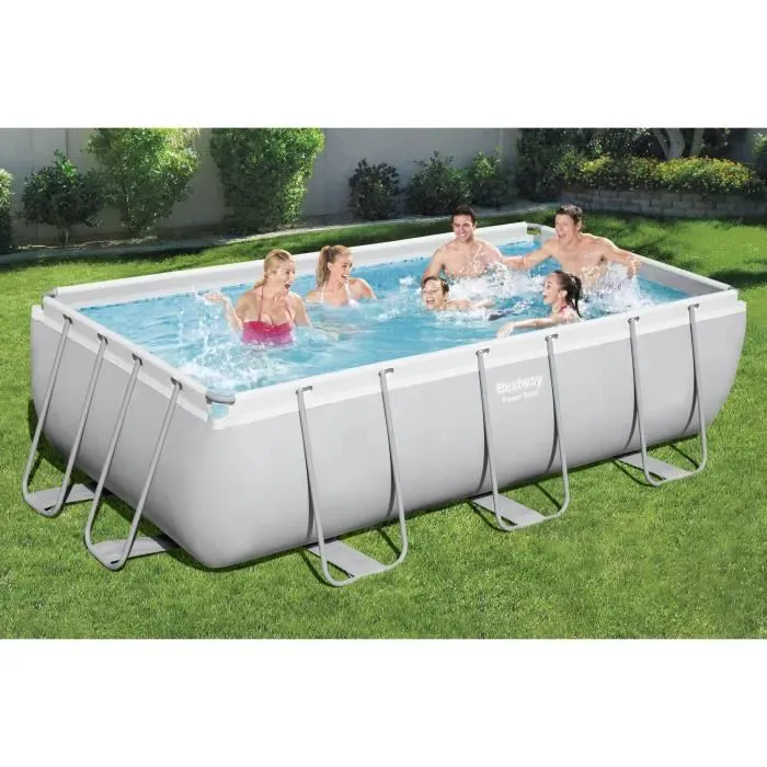 Kit Piscine hors sol tubulaire BESTWAY - Power Steel™ - 404 x 201 x 100 cm - Rectangulaire (Livrée avec échelle, pompe et diffuseur)