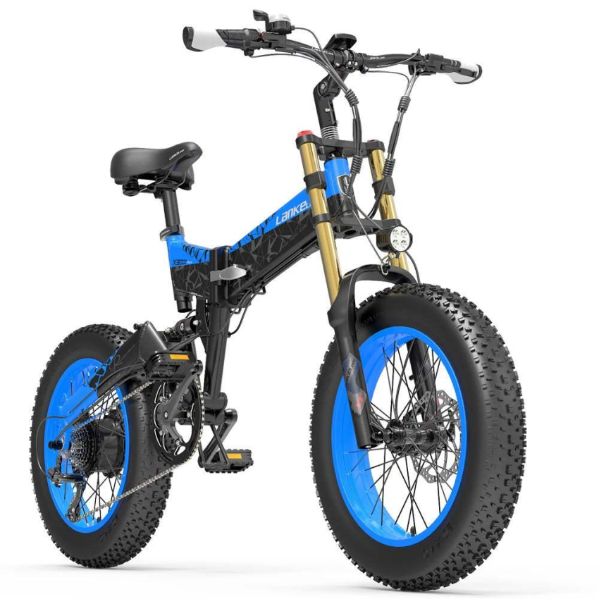 Lankeleisi X3000 Plus 1000W 20" Fatbike Dual Crown Fork Faltbares E-Mountainbike 17.5Ah