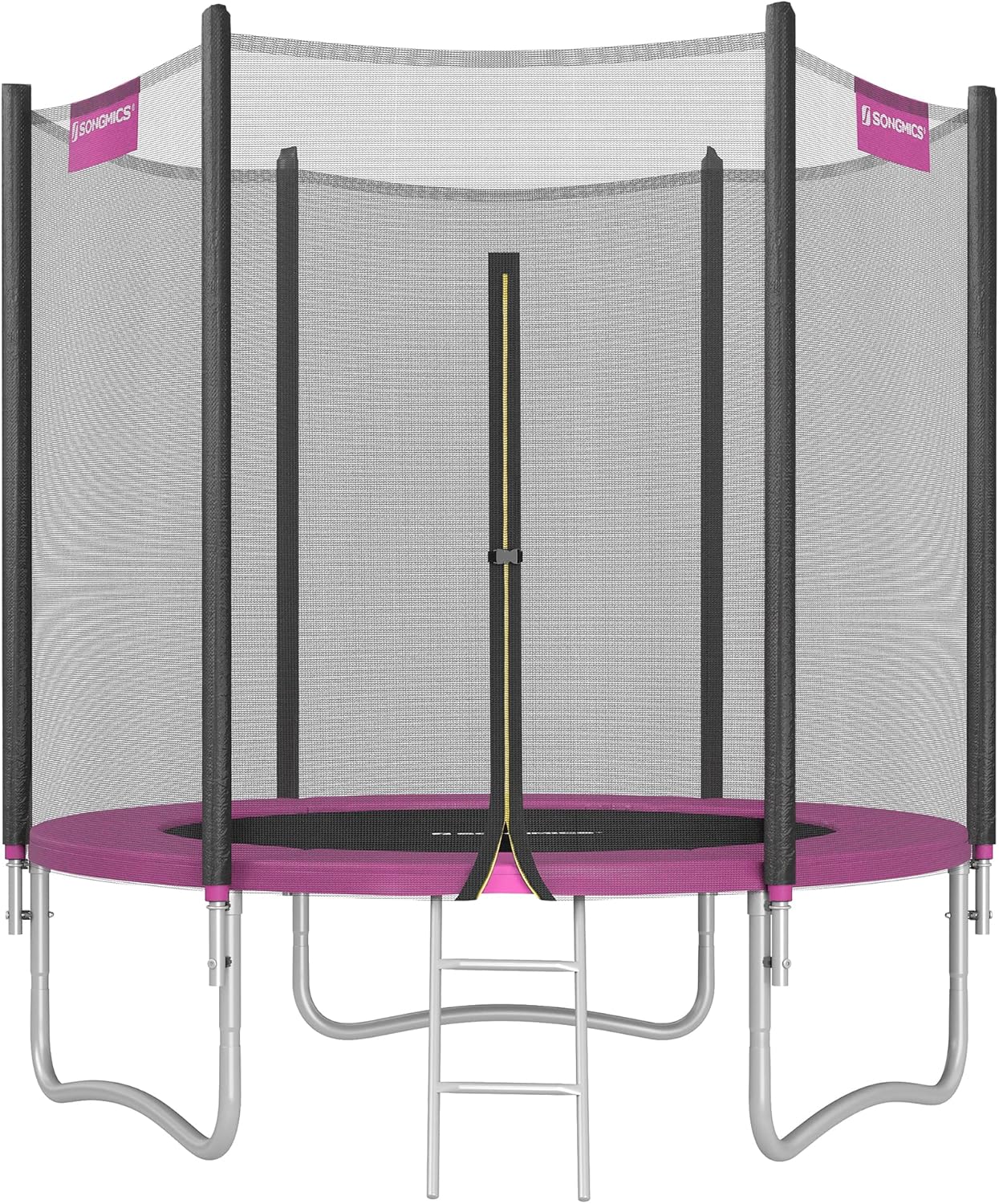 SONGMICS Trampolin Outdoor Ø 427 cm, rundes Gartentrampolin mit Randabdeckung, mit Sicherheitsnetz, mit Leiter und gepolsterten Stangen