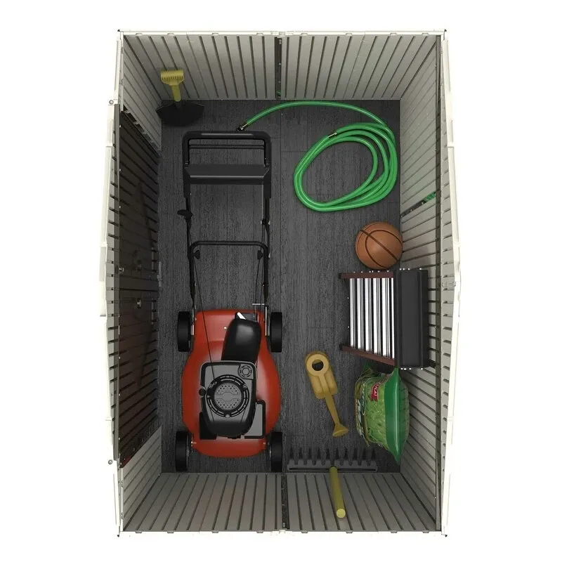 7' wide x 4' 7" deep plastic storage shed