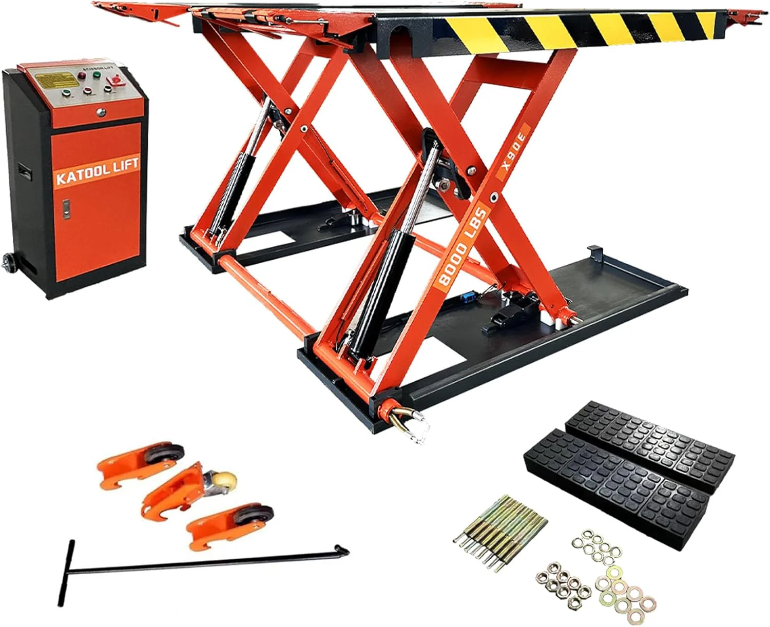 KATOOL KT-X90 Mid Rise Scissor Lift Electric Release 47.2 Inch Auto Lift 110V/1PH with 8000Lbs Lifting Capacity