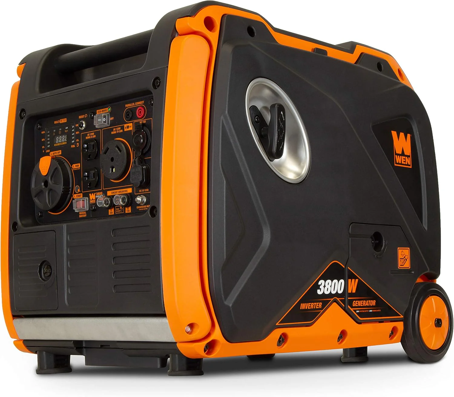 WEN Quiet 6800-Watt Dual Fuel RV-Ready Electric Start Portable Inverter Generator with Fuel Shut Off and CO Watchdog for Electric Vehicle Backup (DF680iX)