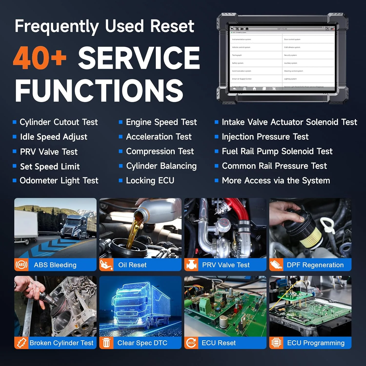 ANCEL X7HD 10'' Heavy Duty Truck Scanner, Semi Trucks Full System Diagnostic Tool, Bidirectional Diesel Scan Tool with DPF, ECU Coding, 40+ Reset for Cummins, Detroit, Caterpillar, Volvo, Paccar etc