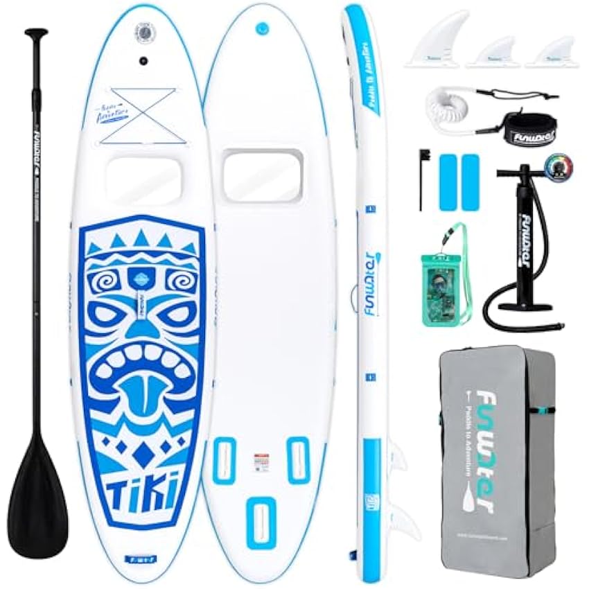 FunWater Inflatable Stand Up Paddle Board with Premium SUP Paddleboard Accessories, Wide Stable Anti-Slip EVA Deck, Paddle Boards for Adults & Youth of All Skill Levels