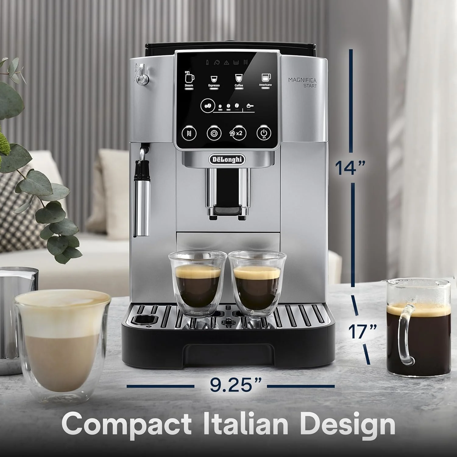 De'Longhi Magnifica Start Automatic Espresso Machine with Manual Milk Frother & Built in Grinder - 3 One-Touch Recipes, Easy-to-Clean, Home Barista Coffee Maker for Lattes, Cappuccino, Iced Coffee