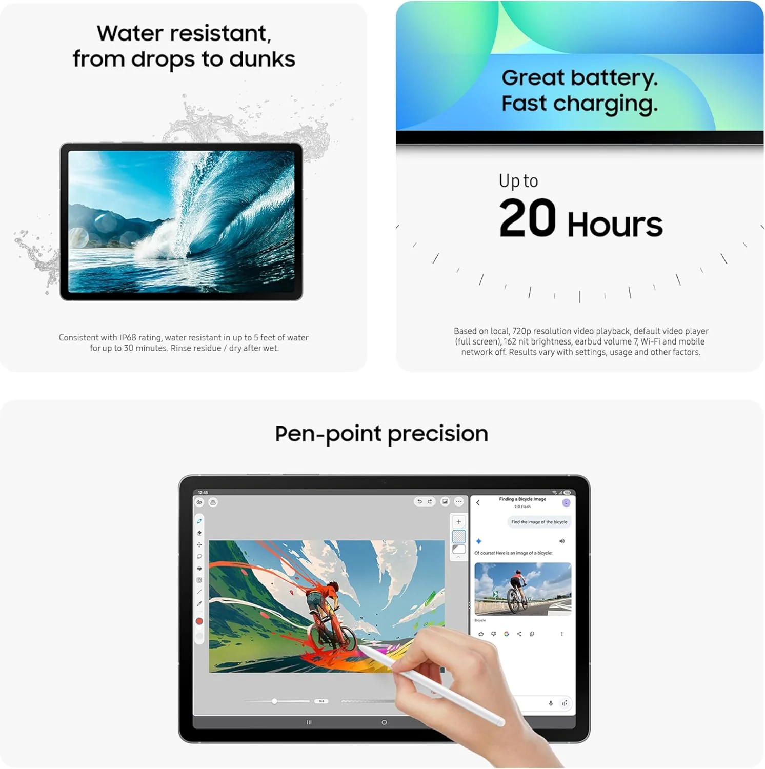 SAMSUNG Galaxy Tab S10 FE 128GB WiFi Android Tablet, Large Display, Long Battery Life, Exynos 1580 Processor, IP68 Water-Resistant, 90 Hz Refresh, S Pen for Note-Taking,Blue