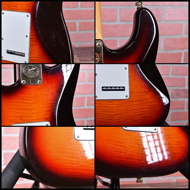 Fender 50th Anniversary Limited Edition American Standard Strat Flame Maple Top & Back Antique Burst #2377 1996 w/OHSC