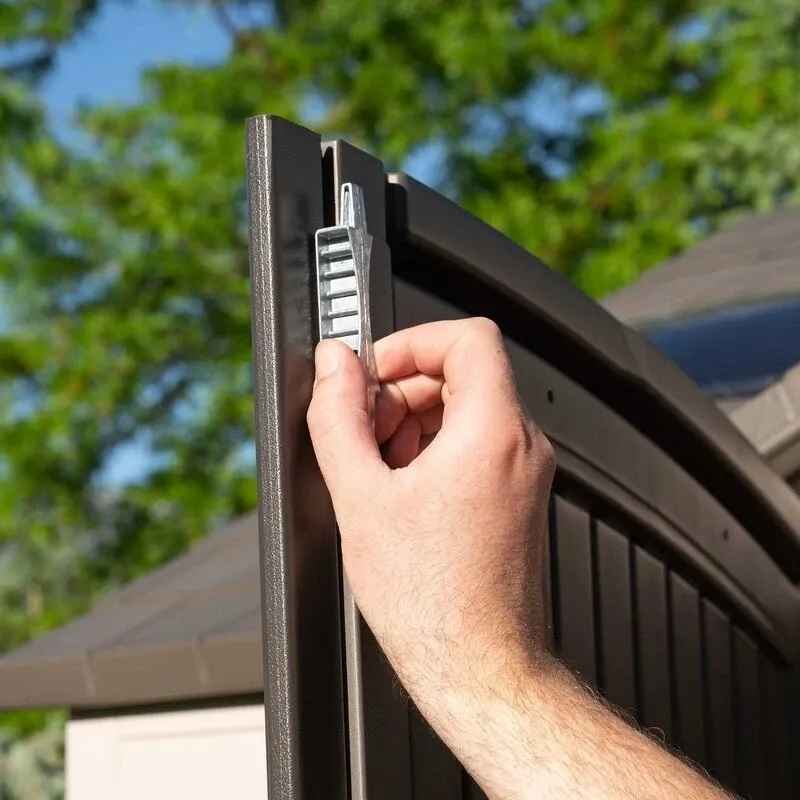 Side 10' wide x 8' deep plastic storage shed