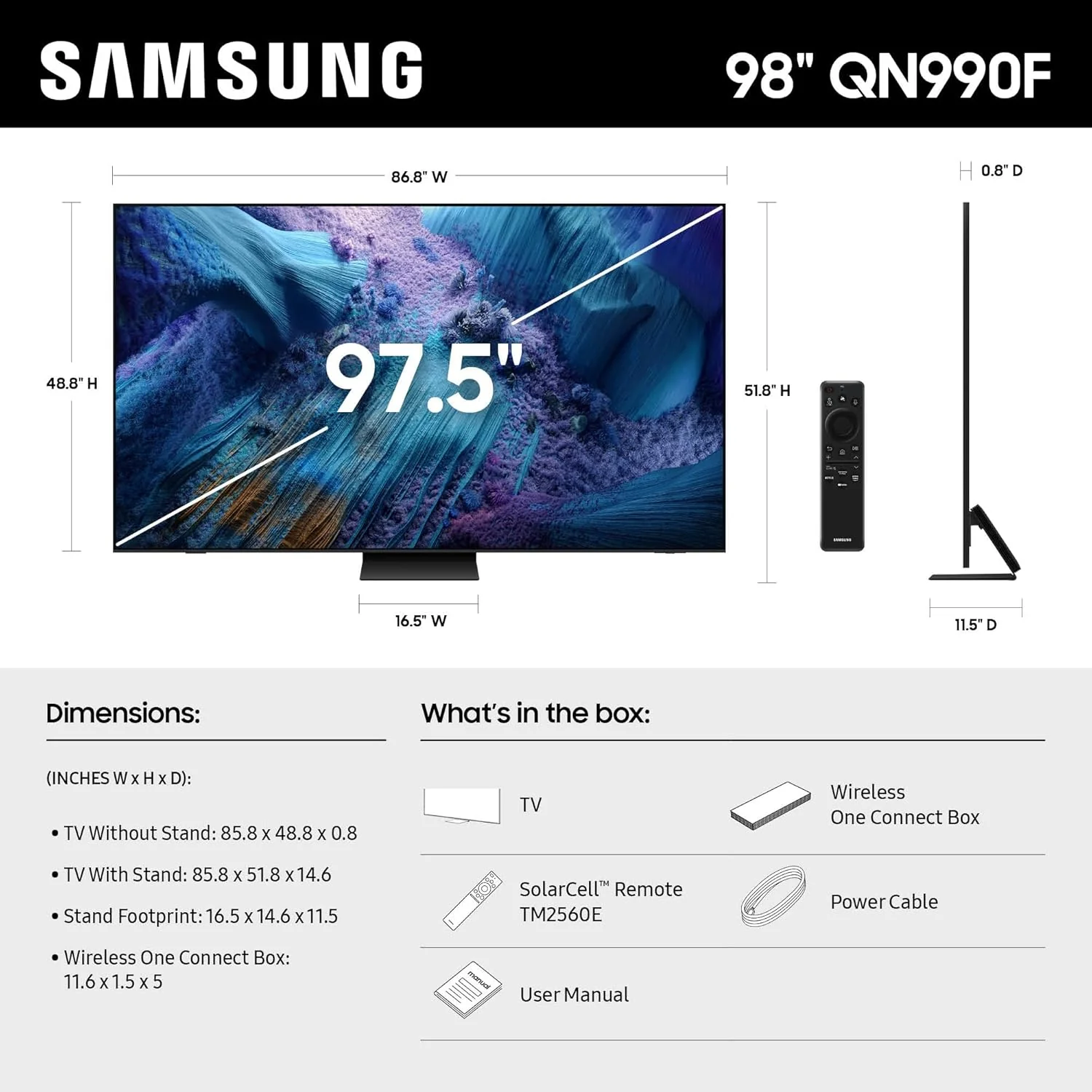 Samsung 98-Inch Class Neo QLED QN990F 8K Mini LED Smart TV (2025 Model) NQ8 AI Gen3 Processor, 8K AI Upscaling Pro, Wireless One Connect, Glare Free, Samsung Vision AI, Alexa Built-in