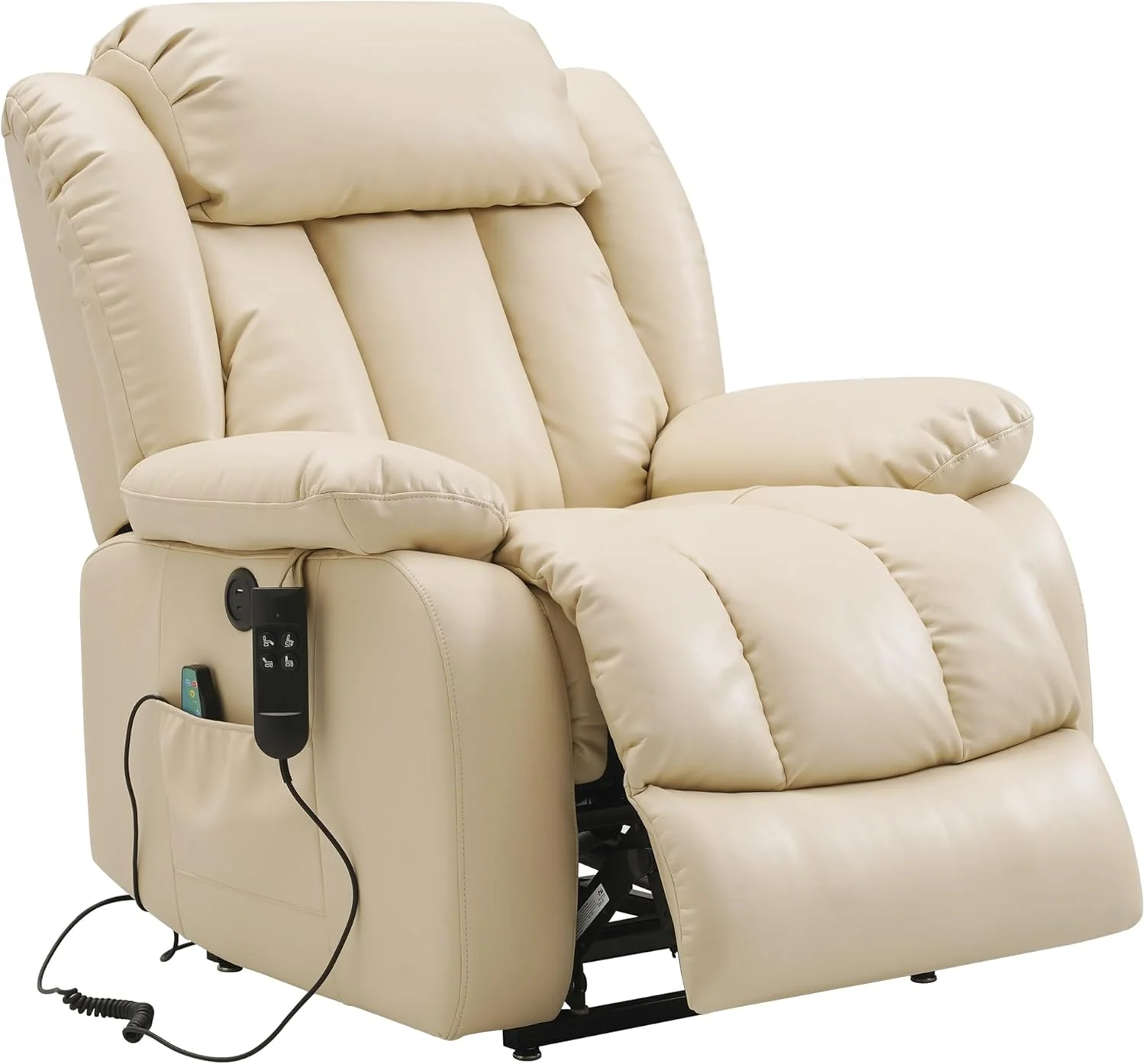 2-motor 180° electric relaxation chair, sleep chair, massage chair, vibration and heating (beige)