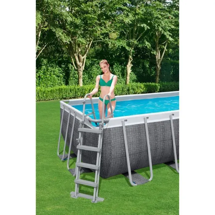 Kit Piscine hors sol tubulaire BESTWAY Power Steel&trade;- 488 x 244 x 122 cm - Rectangulaire (Avec &eacute;chelle, b&acirc;che, &eacute;purateur &agrave; cartouche)