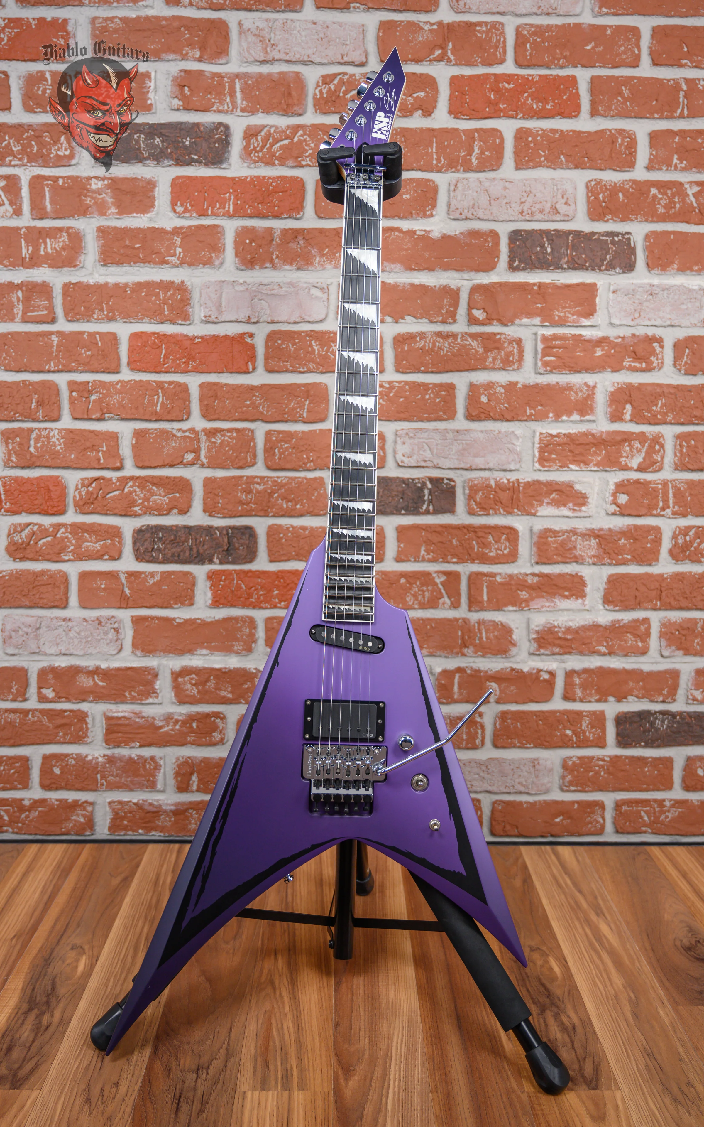 ESP Custom Shop Alexi Laiho Signature Purple Fade Satin w/ Ripped Pinstripes 2022 w/OHSC