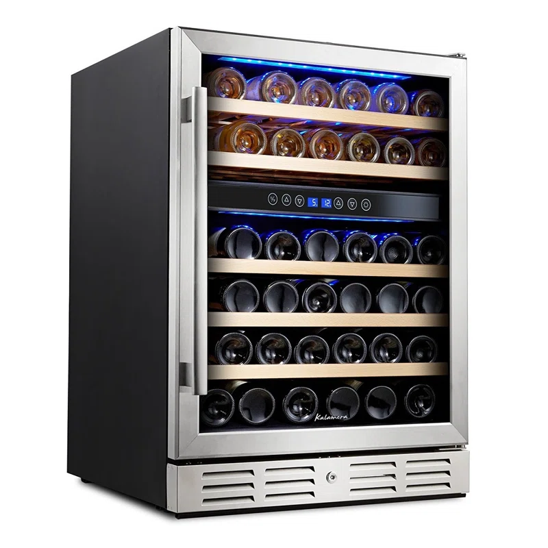 Kalamera Dual Zone 23.5'' 46 Bottle Wine Refrigerator with Reversible Door