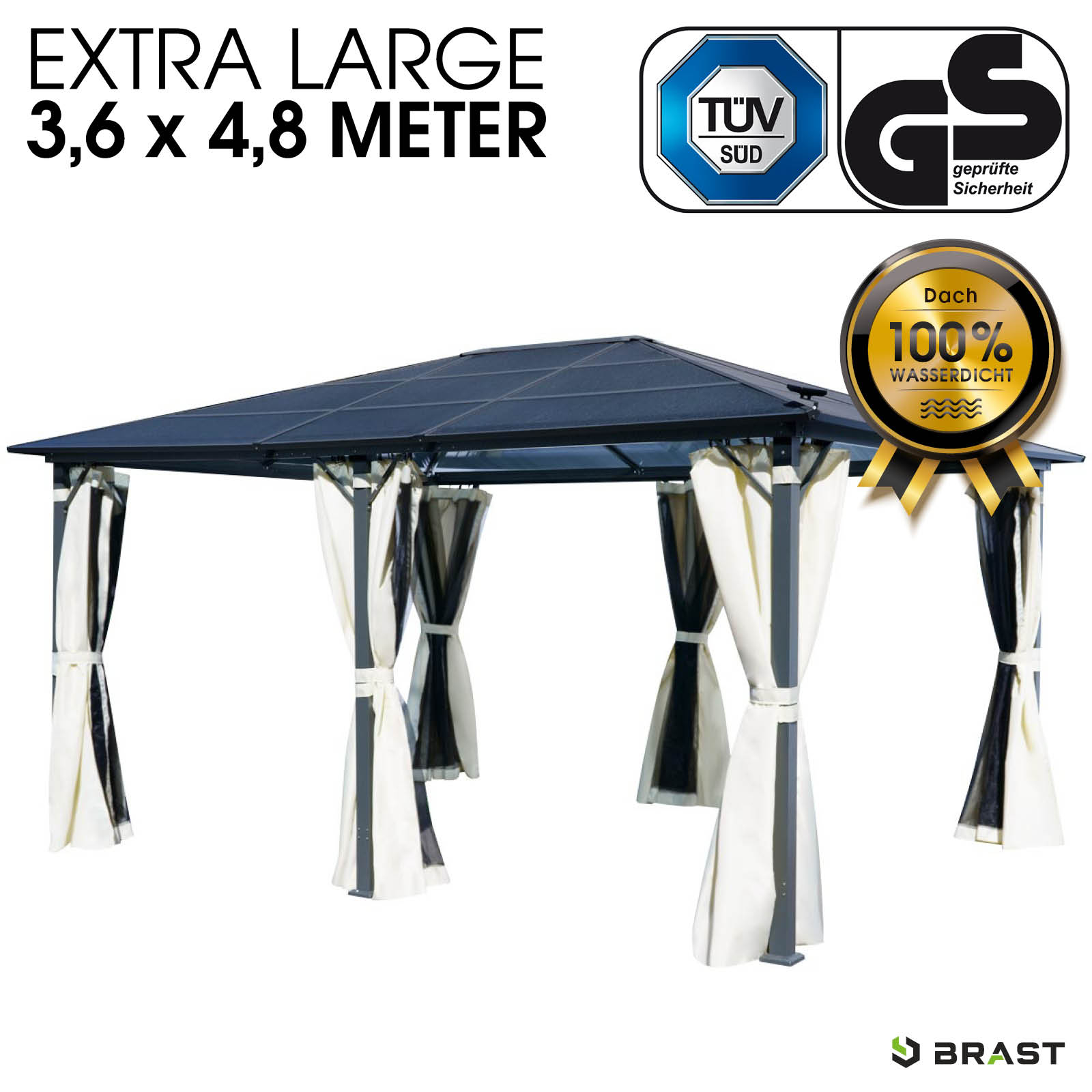BRAST Alu Pavillon PREMIUM 3,6x4,8m beige